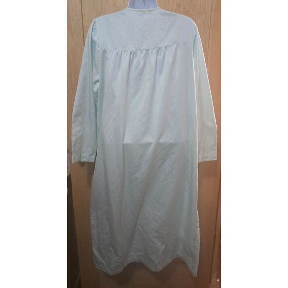 Vintage Womens Light Blue Embroidered Long Sleeve Nightgown With Lace & Button - Picture 7 of 9